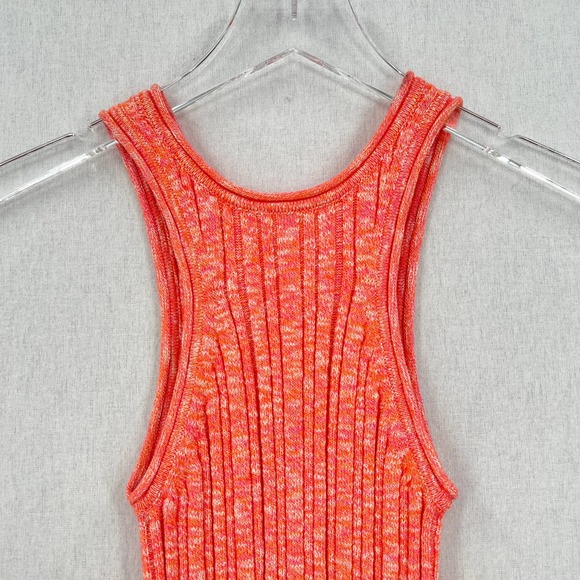 ANTHROPOLOGIE Shirt Womens XS Orange Pink High Neck Knitted Tank Ribbed Racer - Picture 6 of 12